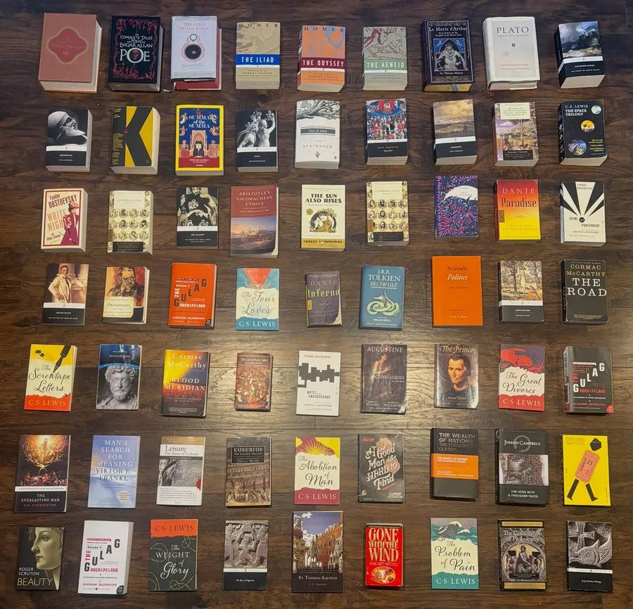 A wall of book covers arranged in a grid